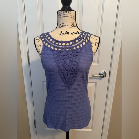 Anthropologie Tops - Anthropologie Women’s Postcard Perriwinkle French Blue Crochet Tank Size XS